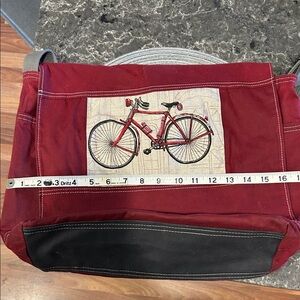Red Bicycle Embroidered Crossbody Bag